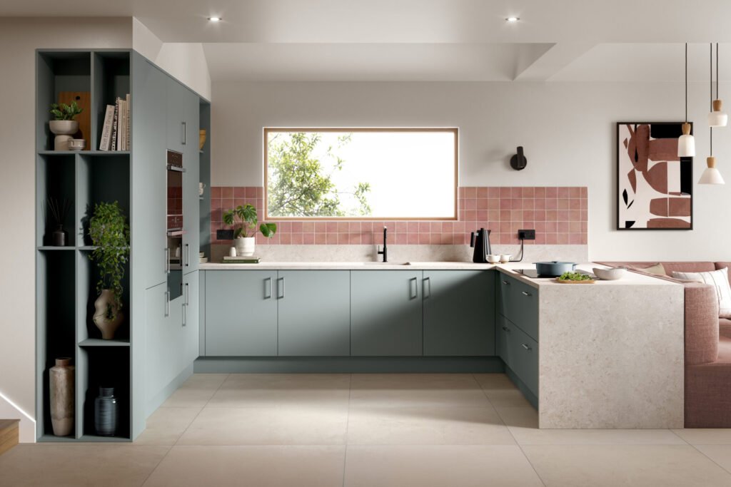 Ora kitchen door style with contemporary flat-panel cabinets and clean lines