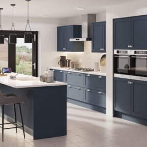 Waterford kitchen door style with classic shaker cabinetry and island unit