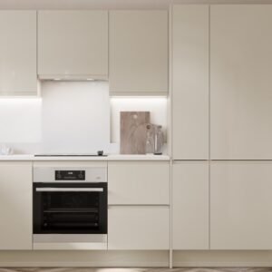 Arlo kitchen door design featuring smooth handleless cabinets in a modern finish