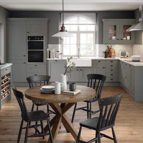 Milbourne shaker kitchen door design with classic painted cabinetry